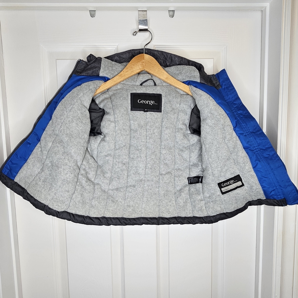 George Boys Blue Grey Hooded Winter Coat Fleece Lined Cozy Size 3T - Picture 4 of 15